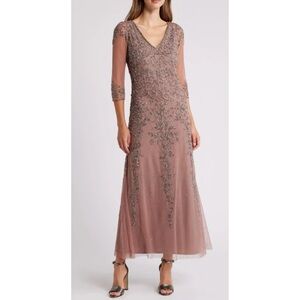 PISARRO NIGHTS BEADED VNECK ALINE GOWN ❤️NWT❤️IN STORES❤️